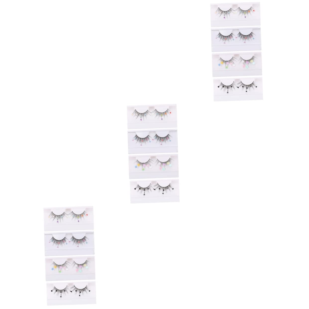 FRCOLOR 12pares Pestañas Postizas De Lentejuelas Brillantes De Fake Lashes Para Fiestas De Navidad y Año Para Maquillaje De Cosplay y Eventos Especiales