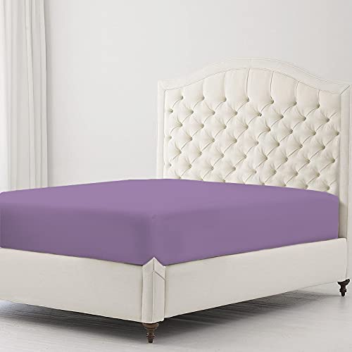 Sw Swastha Linen Queen Fitted Bed Sheets 100% Organic Cotton, 300 Thread Count Fits Mattress Upto 17 Inches Deep Pocket Hotel Quality Luxury Soft Bedding 1 Piece Sateen Sheet - Lilac #TOP9