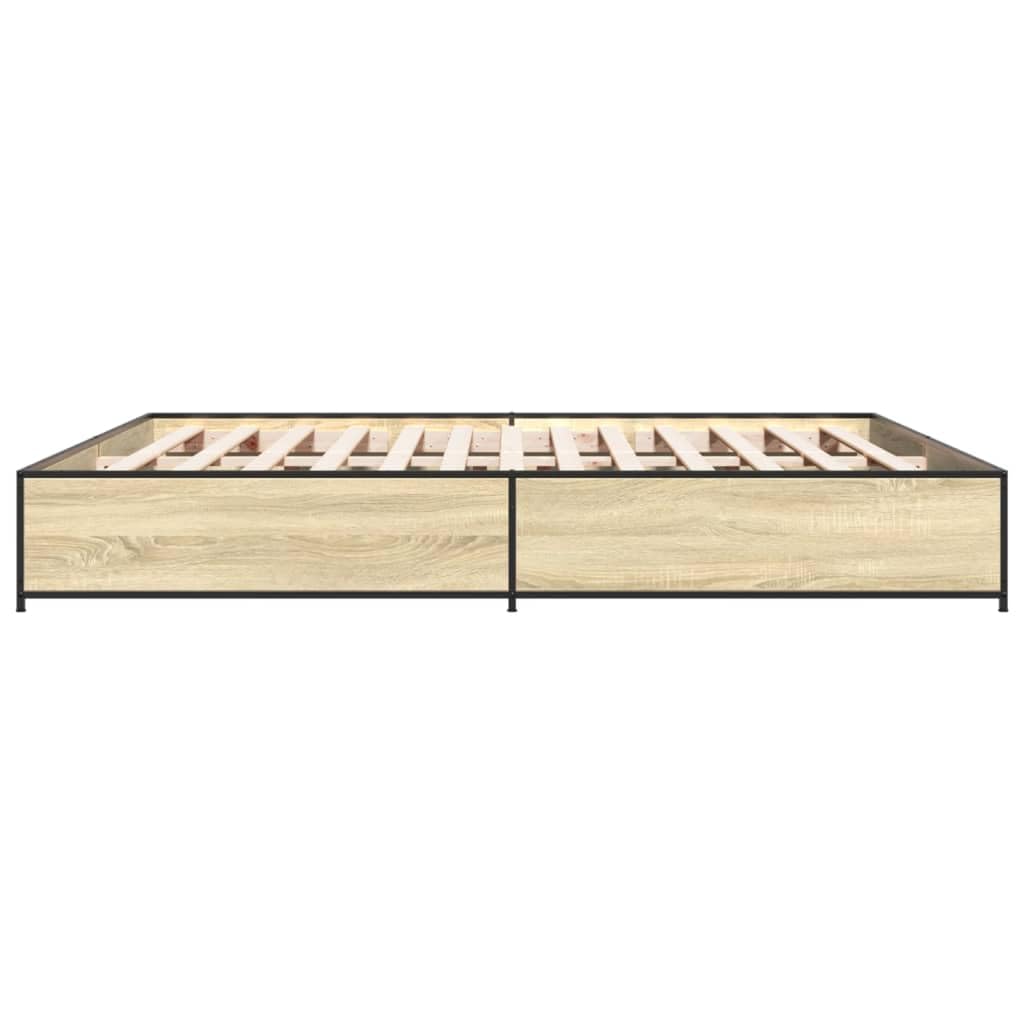 Legno Multistrato Stabile Gambe Metallo Rovere Sonoma 200x200 cm