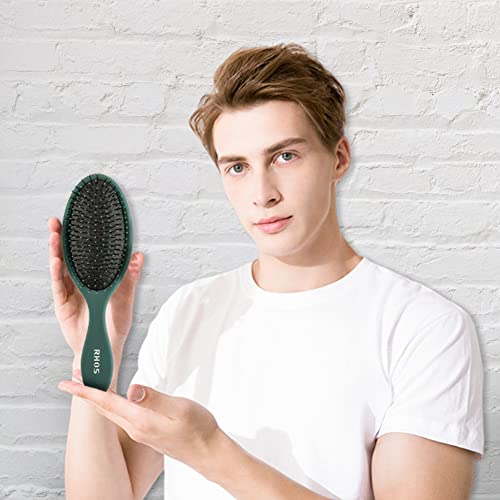 Rhos Detangler Hair Brush For Women And Men - Paddle Hair Brush For Wet And Dry Hair - Hair Brush For Detangling/Smoothing -Cushion Hair Brush For Curly/Thick/Long/Thin Hair(1 Pack-Green) #TOP4