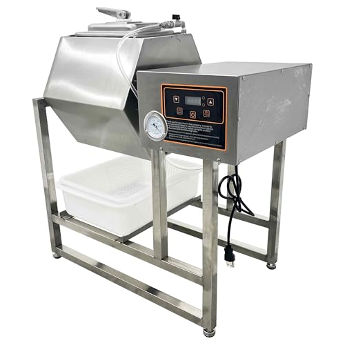 BEILOCKERY 110V 45L Commercial Vacuum Marinator Machine, 350W Stainless Steel Hexagonal Barrel for Meat, Vegetables, Chicken, 360° Rotation, Automatic Timer, Fast Flavor Infusion