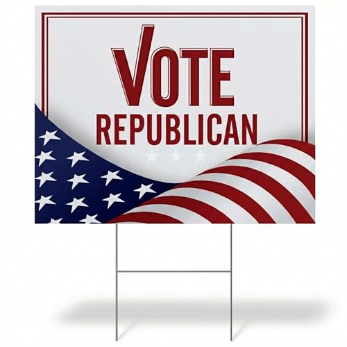 Anderson&rsquo;s 17x12.5" Vote Republican Yard Sign, Double‑Sided Patriotic Election Outdoor Display with 15" H‑Stake for Homes, Campaigns and Community Spaces