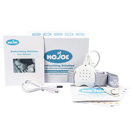 Bed wetting Alarm for Kids (Girls & Boys) and Adults Kit - 3 in1 Rechargeable Enuresis Alarms Loud Sound & Vibration Wet Solutions for Deep Sleeper and Bedwetters Progress Chart Stickers - White