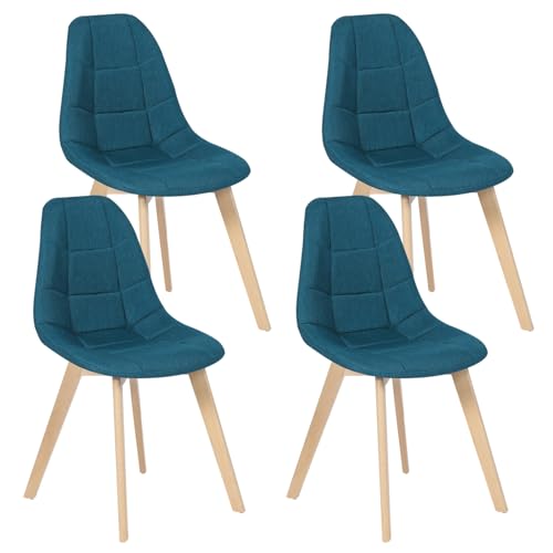 IDMarket - Lot de 4 chaises scandinaves Gaby Bleues en Tissu pour Salle à Manger