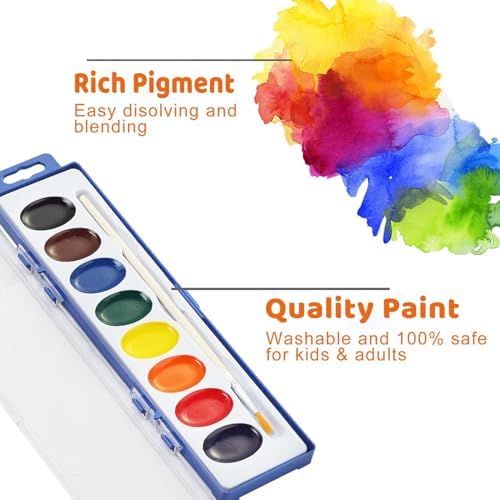 VEESA Washable Watercolorsfor Kids, 5 Pack, 8 Colors with Paint Brush - 2