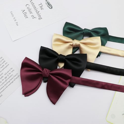 Image of Mens Bow Tie Pre Tied Oversized Bow Ties for Men Satin Bowties for Tuxedo Wedding Party Banquet
