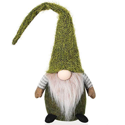 Funoasis Swedish Handmade Plush Gnomes Christmas Gnome Home Holiday Decor Ornaments Adorable Lucky Valentine Easter Thanks Giving Day Xmas Gift Stuffed Gnomes (Green - 19 inches)