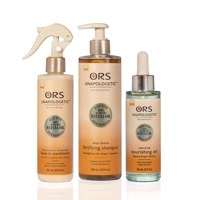 ORS Unapologetic Fortifying Shampoo, Leave-In Conditioner & Nourishing Oil Bundle