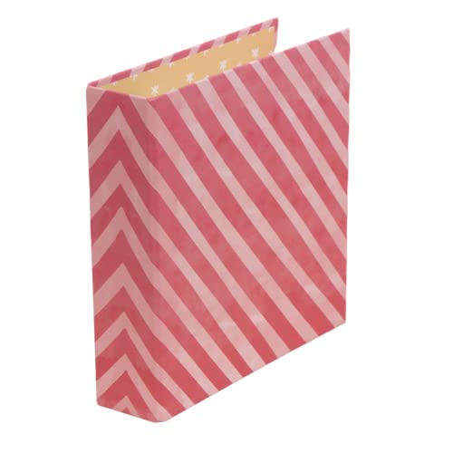 Craftelier - Diagonal Stripe Pattern Lined Cardboard Album (6“ x 8”) - All You Need is Christmas | 2 White Metal Ring System | Size 22.5 x 23 x 6 cm - Color Pink and Fuchsia