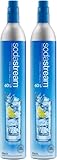 SodaStream 2 x Blue Screw-in Spare CO2 Cylinder Value Pack Refill for Genesis, Jet, and Spirit Sparkling Water Maker