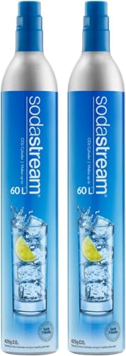SodaStream 2 x Blue Screw-in Spare CO2 Cylinder Value Pack Refill for Genesis Jet and Spirit Sparkling Water Maker