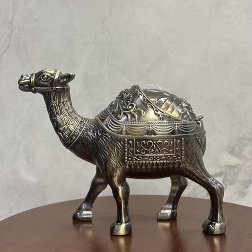 Hwelchle Camel Ashtray with Lid Windproof Metal Ashtray Outdoor, Indoor Ashtrays for Cigarettes, Vintage Practical Decoration Ashtrays for Cigarettes Metal Gift for Men Women (Retro Bronze) (big) by Hwelchle - Image 4