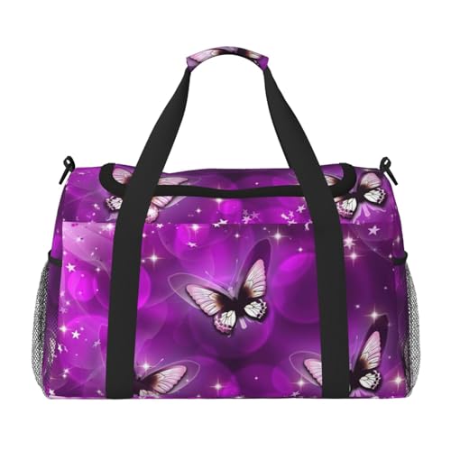 Bolsa de viaje grande Purple Butterfly.11 plegable para tus escapadas de fin de semana y playa