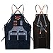 Delantal Negro Vaquero, Durable Ajustable y Antimanchas Delantal Hombre Cocina, Delantal Trabajo Profesional con Multibolsillos por Barbero Tattoo Peluqueria Bartender Mecanico,One Size,Black