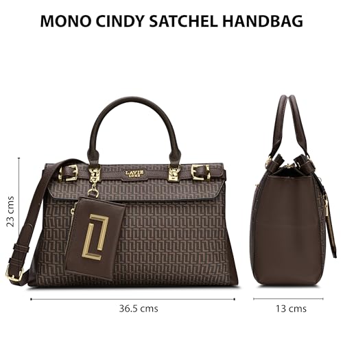 Image of Lavie Luxe Women's Monogram Cindy Horizontal Satchel Bag | Satchel Handbag For Work | Ladies Purse | Stylish Shoulder Bag | Gift For Women