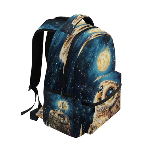 Owl Moon Night Watercolor Backpack for School Boys Girls Adults Kids Bookbag Laptop Bag 15L2