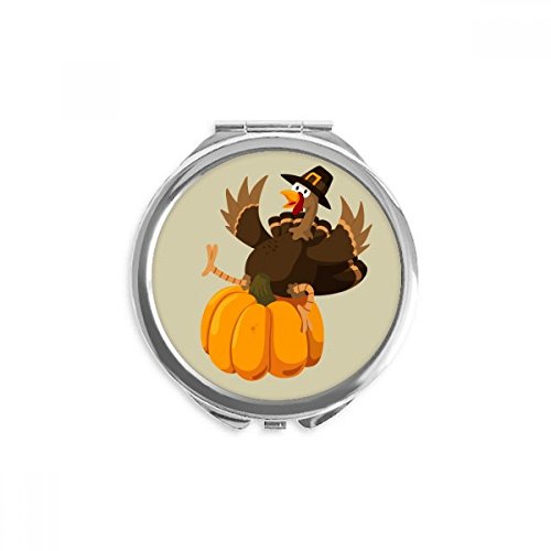 Miroir rond maquillage portable Thanksgiving citrouille de poche multicolore 2,6''