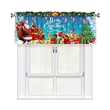 Cneztholim Santa Xmas Valances for Windows Treatments Winter Kitchen Living Room Curtains with Rod Pocket 54 x 18 Inch Christma Holiday Bedroom Home Window Decorations