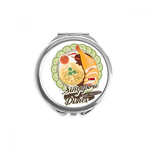 Miroir de poche portable Singapour Hainanese Chicken Rice pour retouches en voyage