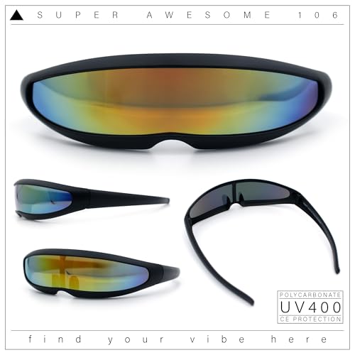 Image of SA106 Mirror Lens Monolens Cyclops Robotic Futuristic Sunglasses