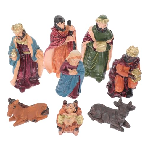 KONTONTY Christmas Nativity Jesus Figurines Nativity Ornaments 8 Pieces for Home Decor