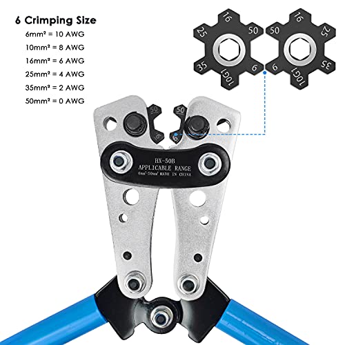 Solsop Battery Cable Crimping Tool from AWG 8, 6, 4, 2, 1, 1/0, Battery Cable Lug Crimper for Heavy Duty Wire Lugs, Battery Terminal, Copper Lugs AWG 8-1/0