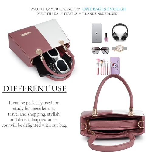 Image of Gold Rose Women's Elegant Color Block Handbag - Stylish Top Handle Purse for Office, Party & Daily Use | Premium Structured Ladies Hand Bag