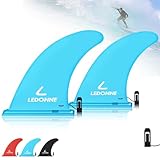 LEDONNE Fin 9' Surfing SUP Fins 2 Pcs (USD 4.99/1 Pcs) Inflatable Paddle Board Fin Quick Release Detachable Center Fin with Extra Pin No-Tool Installation Fin for Surfboard, Blue