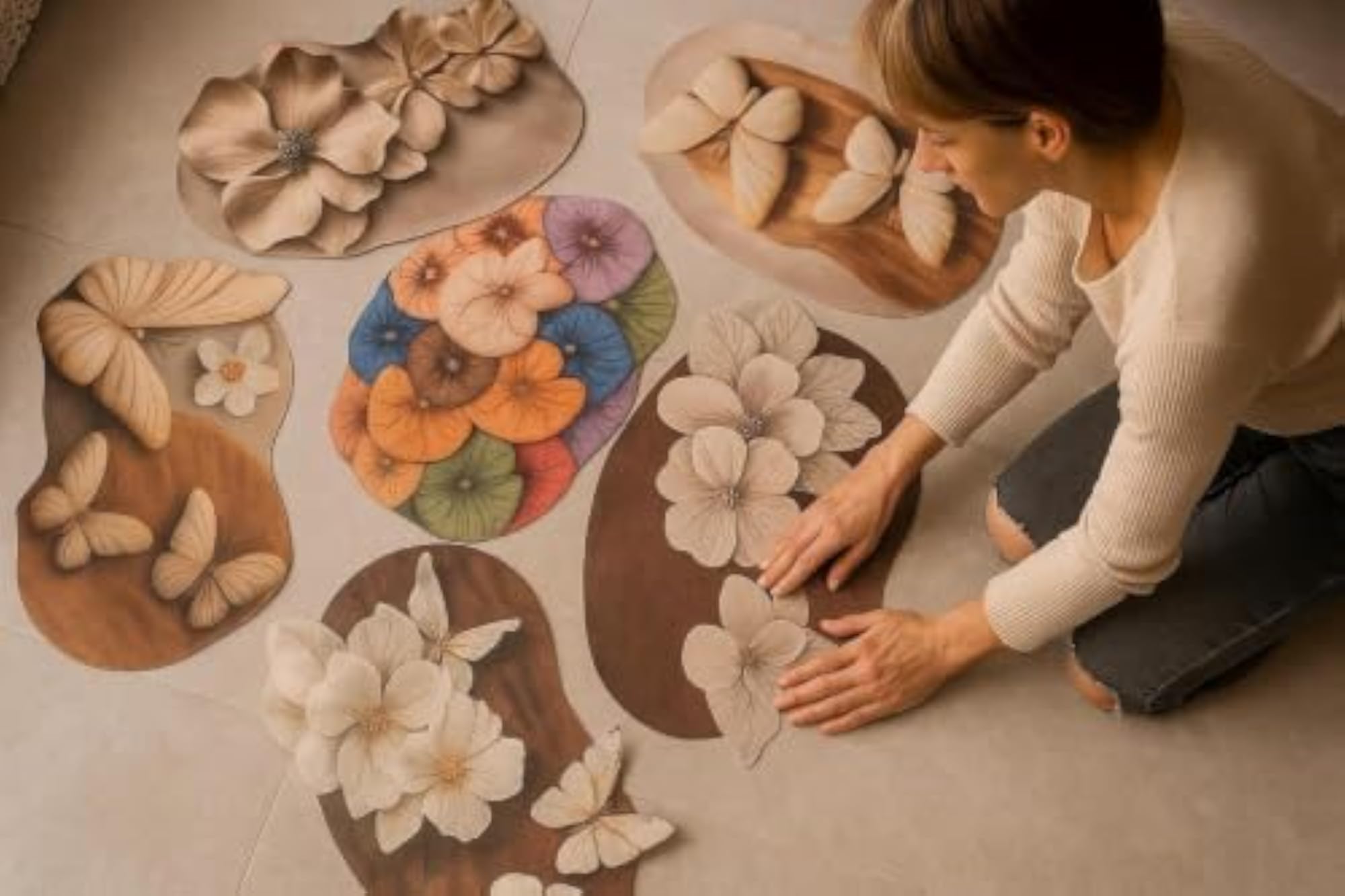 Water Absorbent Rectangular Flower Mat for Home