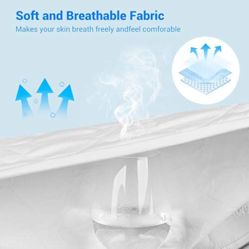 Image of Waterproof Mattress Protector, Noiseless King Size Mattress Pad with Deep Pocket Fitted Up to 2-12 inches, Soft Breathable Bed Mattress Cover Washable for Bedroom, Hotel(1, White, King)
