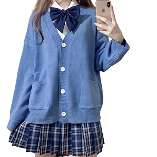 Womens Japanese Cute Kawaii Knitted Cardigan Sweater Cosplay Long Sleeve Button Down JK School Uniform Jacket3