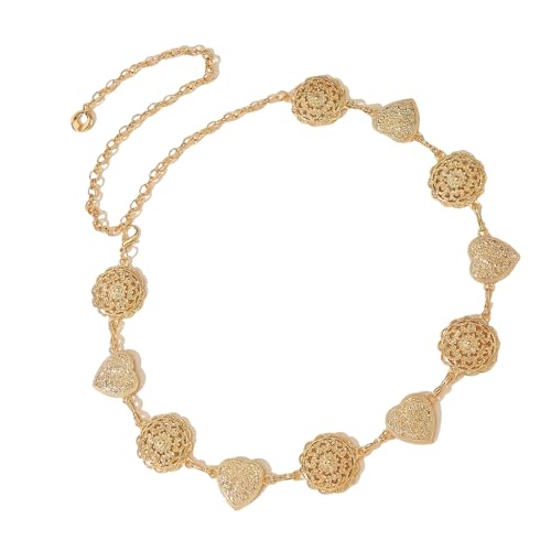 Stylish Waist Belt Stylish Flower Heart Waist Chain Belt Elaborate Chain Belly For Dress Cowgirl Adjustable Body Chains