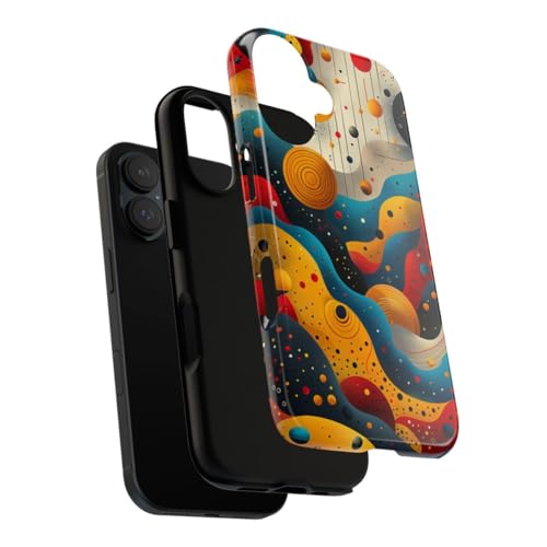 Coque iPhone 16 vagues cosmiques jaune - Protection rigide design