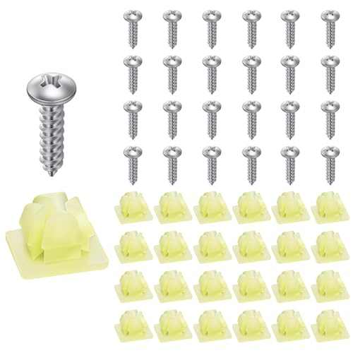 24 Sets Licence Plate Screw Set with Screws Inserts, Universal License Plate Fasteners, Wear-Resistant Rust-Proof Self Tapping Bolts and Nylon Screw Inserts for Cars, Trucks, and SUV