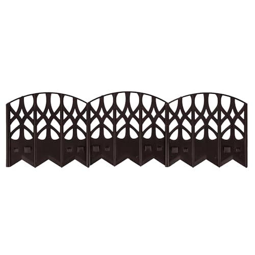 Garden Fence Small Fence Edge Palisade Decorative Fence Brown 5.1 mb Garden Decoration Arrangement Flowers Plants Plastic Elegant Easy Assembly Modular Flexible
