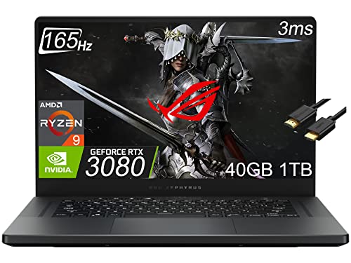 Asus Rog Zephyrus G15 Ga503 15.6" Qhd 2K 165Hz (40Gb Ram, 1Tb Pcie Ssd, Amd 8-Core Ryzen 9 5900Hs (Beat I7-1195G7), Rtx 3080 8Gb) Backlit Kb Gaming Laptop, Wifi 6, Ist Cable, Win 10 Home #TOP30