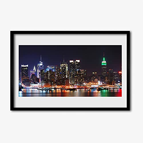 Affiche avec cadre salon chambre 60x40 cm décoration murale moderne paysage urbain
