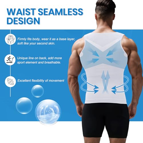 Image of MEETYOO Mens Compression Shirt Slimming Undershirt for Men Shapewear Gynecomastia Compression Shirt Men Body Shaper
