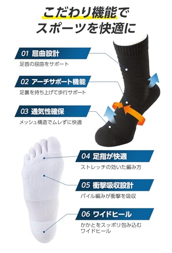 Phiten Metax Sport Socks Ankle Five-Toe (2 Pair)3