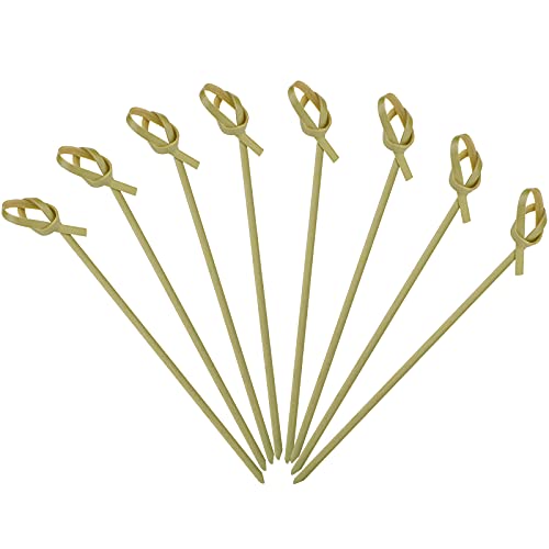 Minisland 200 Pcs Premium Bamboo Knot Cocktail Picks 4.7 Inch Long Fancy Toothpicks for Appetizers Party Food Fruit Drinks Garnish Skewer Sticks -MSL160