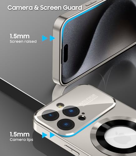 Coque iPhone 15 Pro Max premium finition gris titane et logo visible - 3