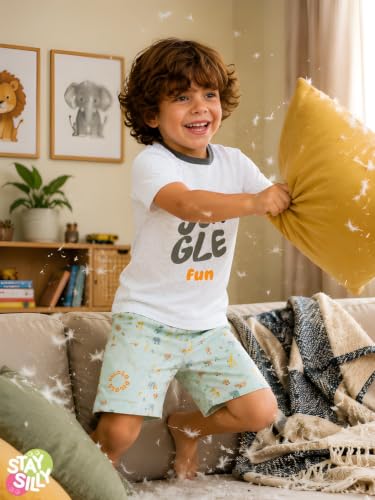 Image of Pilolo Kids Soft Cotton Terry Lycra Adjustable Drawstring Pocket Shorts for Boys