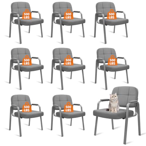 Image of CLATINA Big & Tall 500 lbs Waiting Room Guest Chair, Leather Office Reception Chair No Wheels with Padded Arms for Elderly Home Desk Conference Room Lobby Side Salon Clinic, Grey(8 Pack)