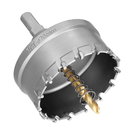Ehuihuan Lochsäge Set, Bohrkrone Steckdose, Dosenbohrer, Lochbohrer Metall TCT, Hartmetallbohrer, Kronenbohrer Metall, Lochschneider mit Zentrierbohrer für Eisen, Kupfer, Edelstahl, Aluminium (70mm)