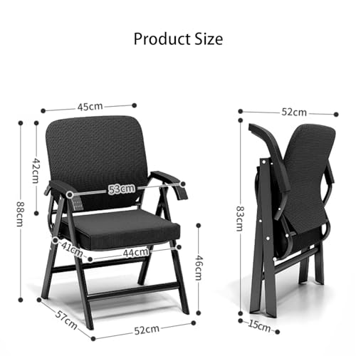 Krzesło składane z wysokim oparciem, ergonomiczne wyściełane krzesło biurowe z podparciem kręgosłupa, nośność 150 kg, idealne na spotkania, do domu i szachów