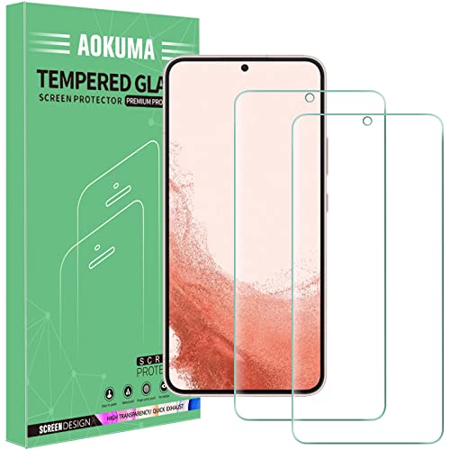 AOKUMA Tempered Glass for Samsung Galaxy S22 Plus/S22+ 5G Screen Protector [2 Pack] Premium Quality Guard Film Case Friendly Shatterproof Shockproof Scratchproof Oilproof