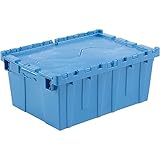 Global Industrial Distribution Container with Hinged Lid, 21.9x15.3x9.7, Blue