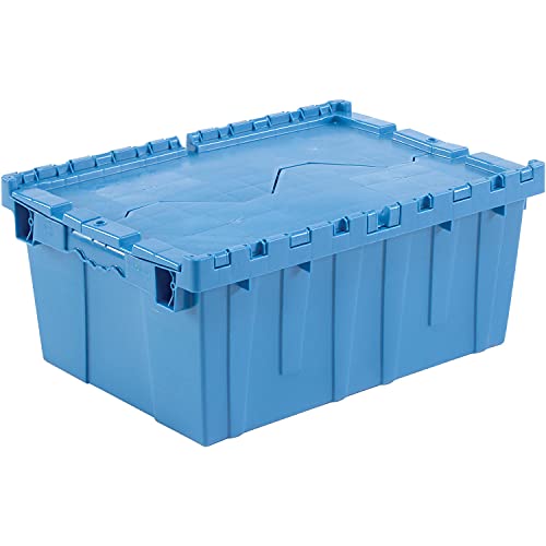 Global Industrial Distribution Container with Hinged Lid, 21.9x15.3x9.7, Blue