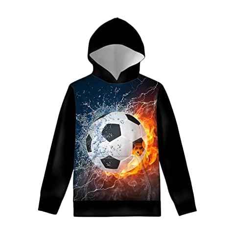 Biyejit Unisex Soccer Print Hoodies for Teens Cover