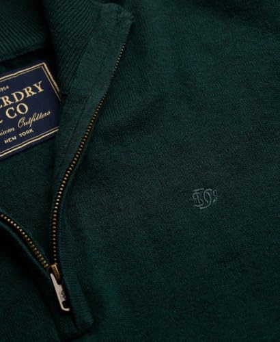 Superdry Homme Pull Ess LW en Laine Mélangée À Demi-Zip, Deep Pine Green, 3XL